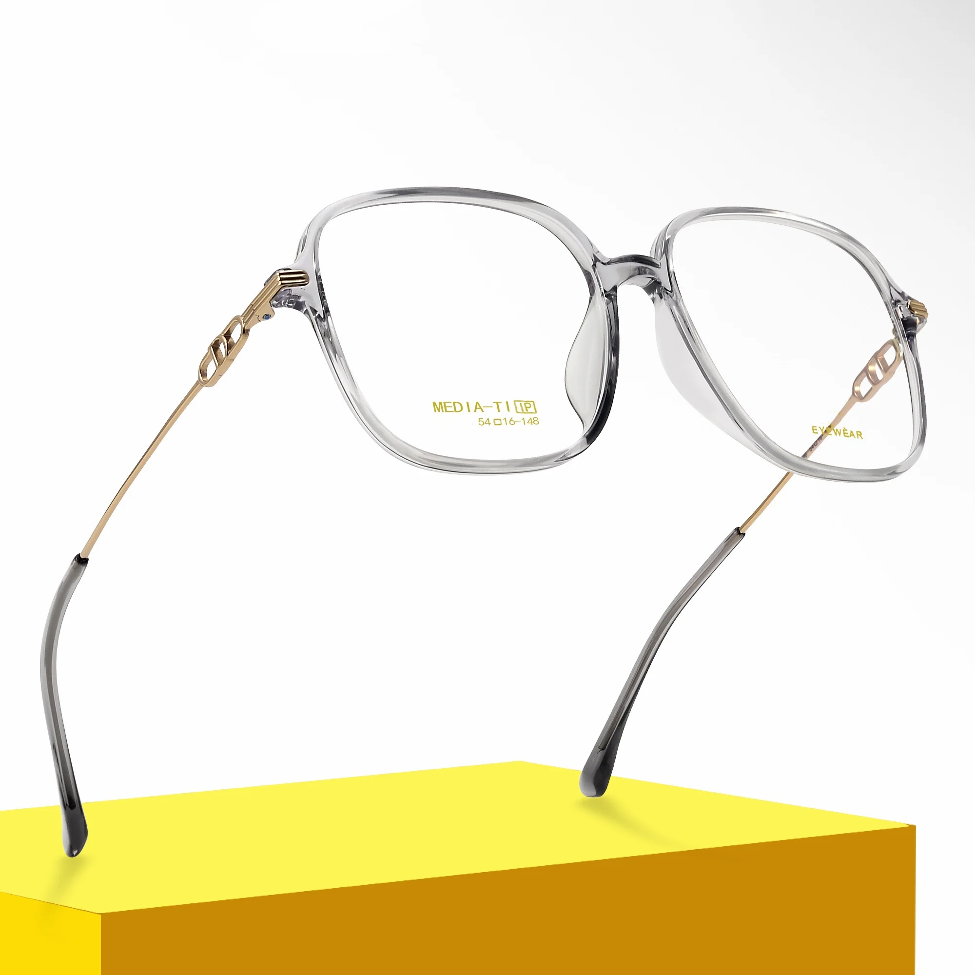 Pure Titanium Eyeglasses Designed Square Eyeglasses Frame Super Light 148mm Long Temple Wide Face Suitable