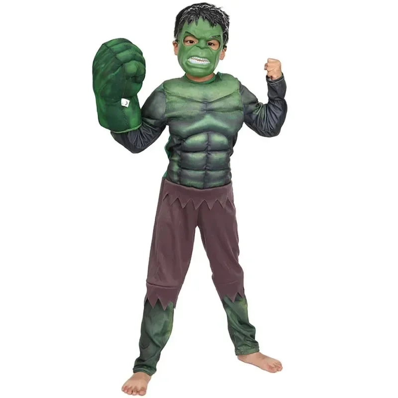 Hulk Costume Superhero Hulk Cosplay Muscle Jumpsuit Gloves Suit Girls Boys Halloween Carnival Party Costumes