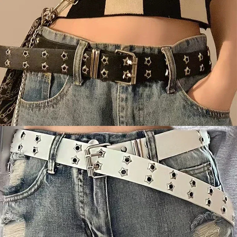 Punk Moon Star Buckle Belt Design Cross Metal Vintage Gothic Men Women Y2k Belt Pu Leather Waistband Jeans Pants Decorative Belt