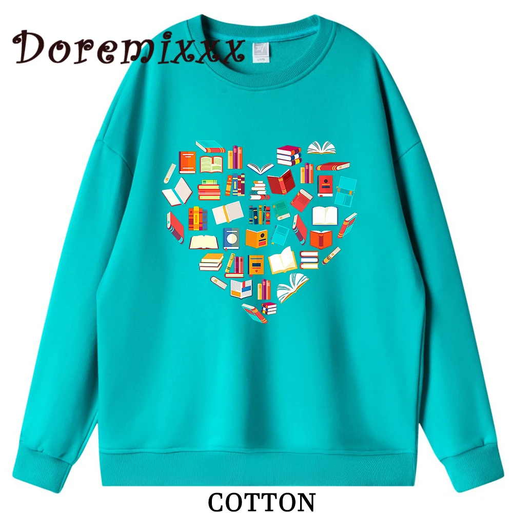 Book Lover Aesthetic Hoodies Women Harajuku Pullovers Casual Tops Long Sleeves Library Sweatshirts Autunm Winter Clothes Womens