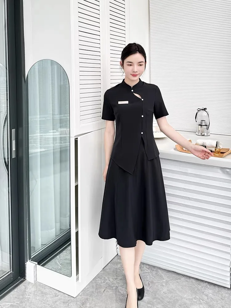 2024 Spring/Summer New Beautician Workwear Female SPA Uniform Technician Work Clothing Women Beauty Blouse+Wide Pants Set