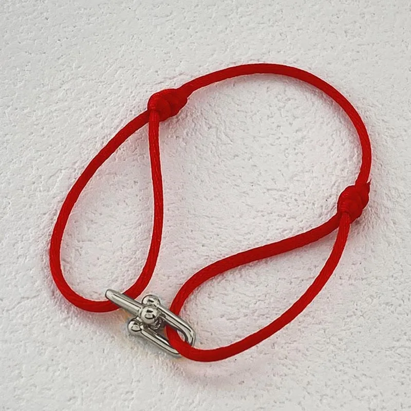 Pulsera trenzada de cuerda ajustable, cierre en U de herradura, amor, amistad