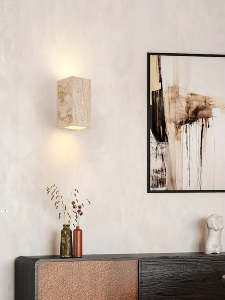 Natural Yellow Cave Stone Indoor Wall Lamp Living TV Background Wall Bedroom Bedside Table Lighting Balcony Corridor Decoration