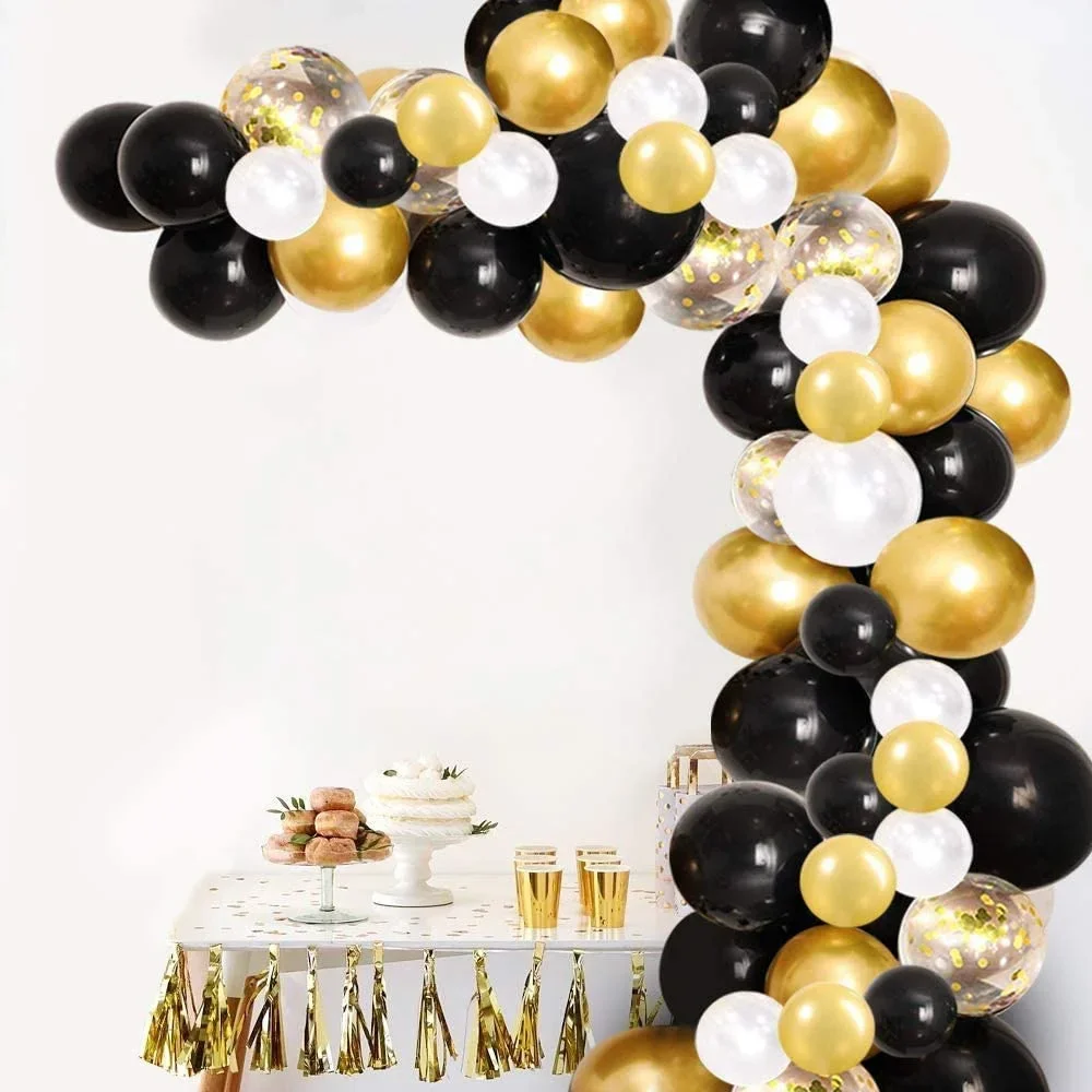 

112 pcs Black and Gold Balloon Garland Arch Kit for Graduation Party Birthday Decoration for Guys Balloons