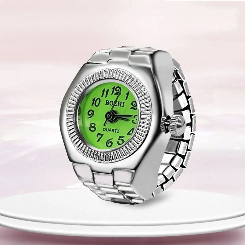 Punk Mini Finger Watch Rings Alloy Elastic Strap Watches Couple Rings Creative Roman Quartz Watch Rings view 3