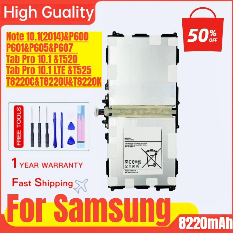 T8220E for Samsung T525/T520/P600/P601/P605/Note10.1/T601/Tab Pro 10.1 Tablet Battery  Replacement Bateria with Tools