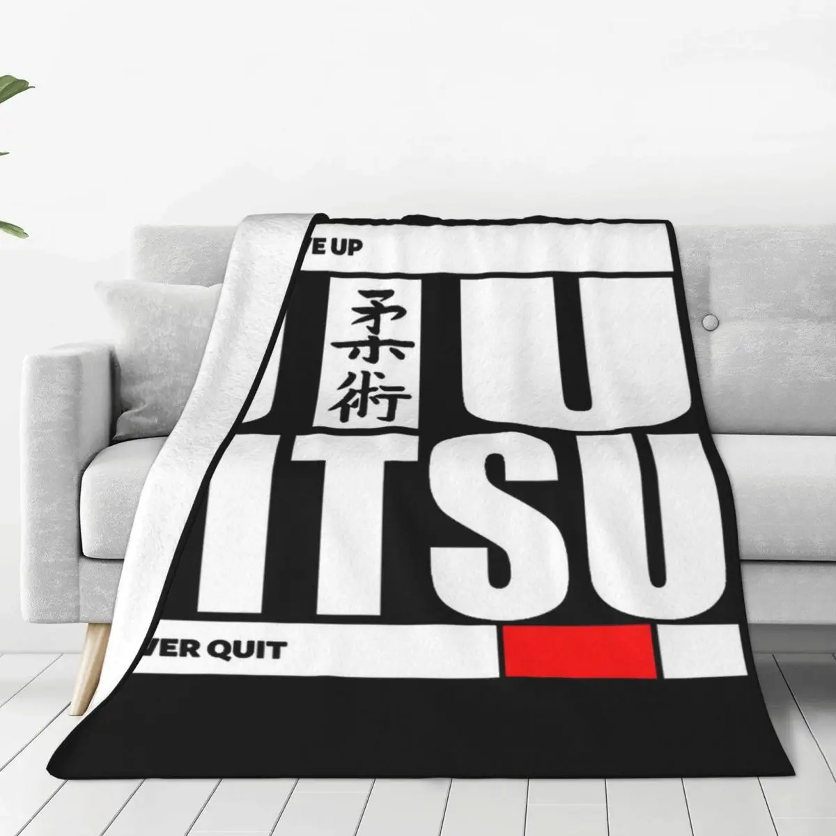Jiu Jitsu - Never Give Up Never Quit Blanket Flannel Throw Blanket Bedspread for Bed Living room Picnic Travel Home Couch