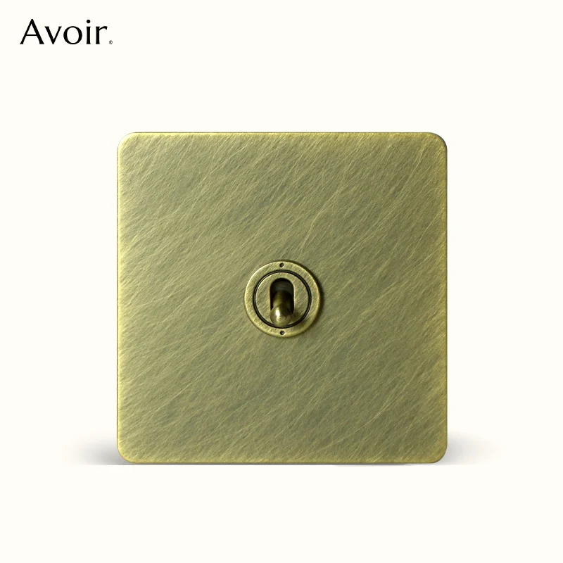 

Avoir Brushed Bronze Toggle Switch 2 Way Retro Coin Style Light Switches Stainless Steel Panel Type C Charging Port For 86 Type