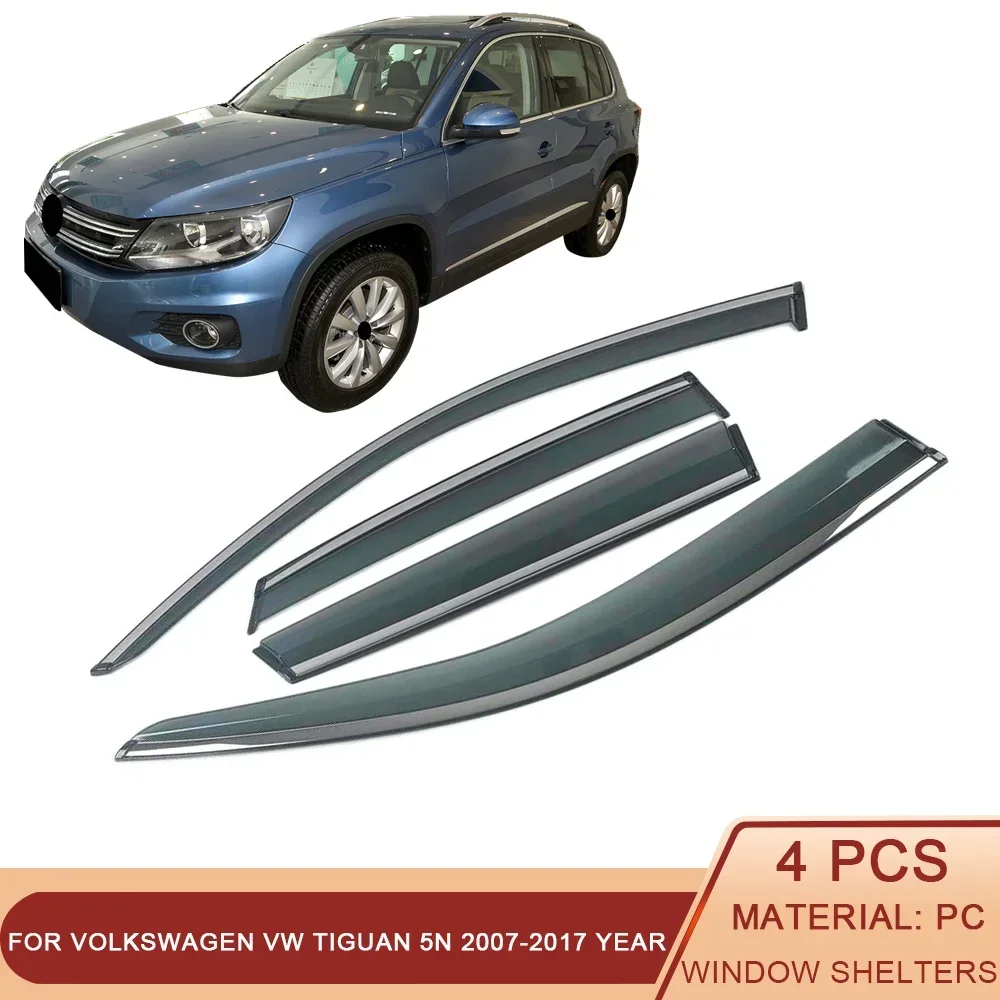 

For VOLKSWAGEN VW Tiguan 5N 2007-2017 Car Window Sun Rain Shade Visor Shield Shelter Protector Cover Frame Sticker Accessories