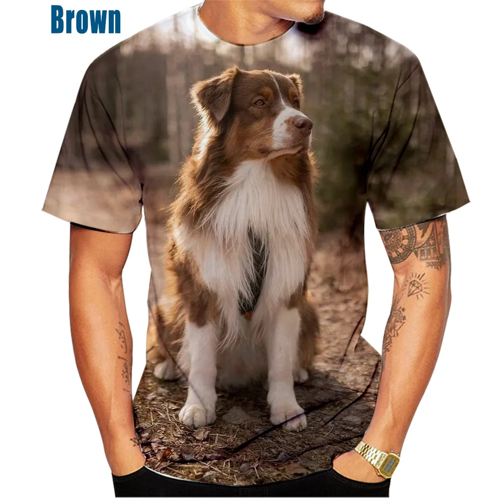 New Fashion Border Collie 3d Printed T-shirt Men's and Women's Summer Casual Short Sleeve Cute Dog Shirt Top