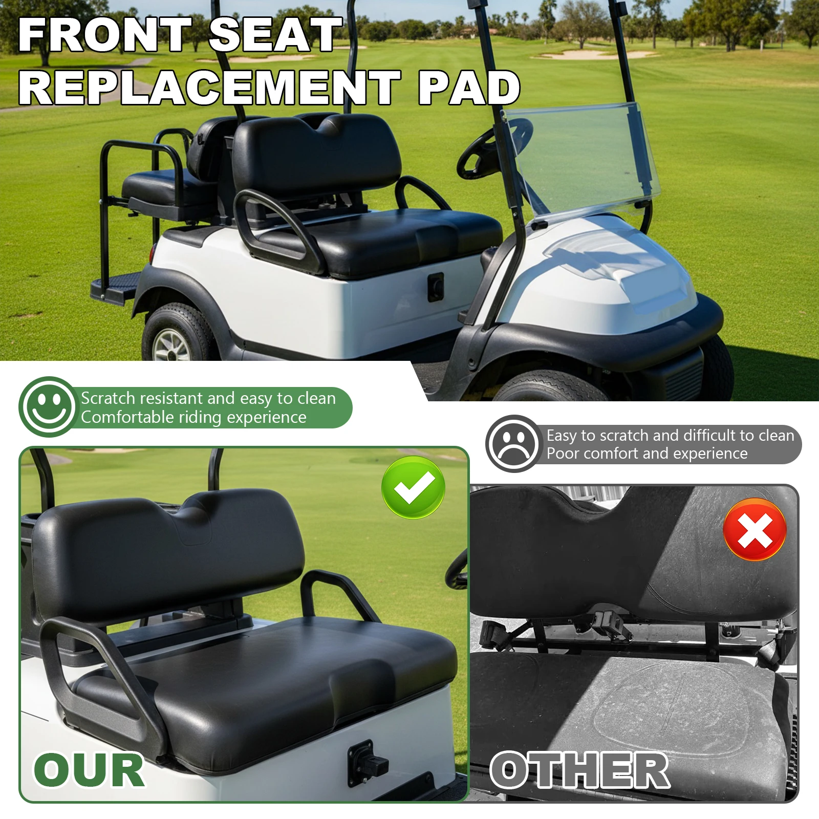 

Golf Cart Front Seat Replacement Cushion Front Seat Soft Comfortable Cushion Replacement for EZGO RXV 2008-up Models