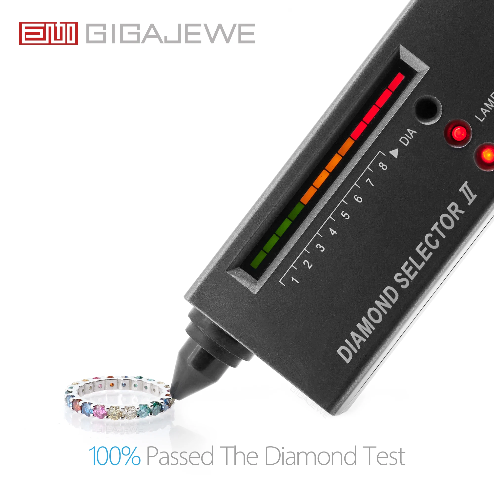 GIGAJEWE Moissanite 2.0-2.4ct 3.0mm Rainbow VVS1 Round Cut 925 Silver Full Enternity Ring Diamond Test Passed Woman Girl Gift