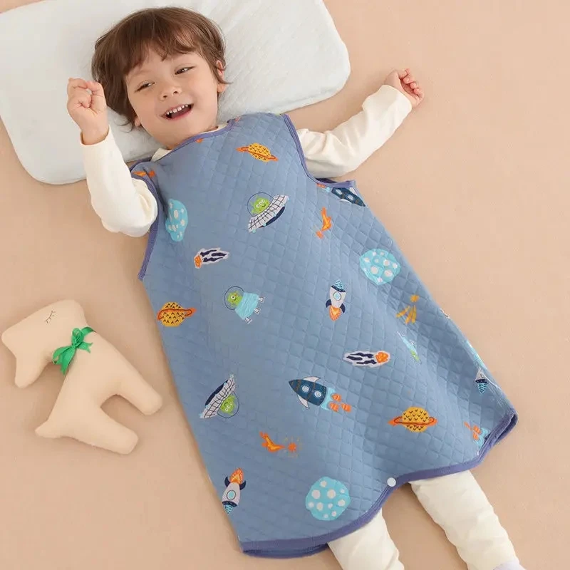 Spring Autumn Vest-style Baby Sleeping Bag Cartoon Boys Girls Homewear Cotton Newborn Sleeping Bag Thickened Children\'s Pajamas