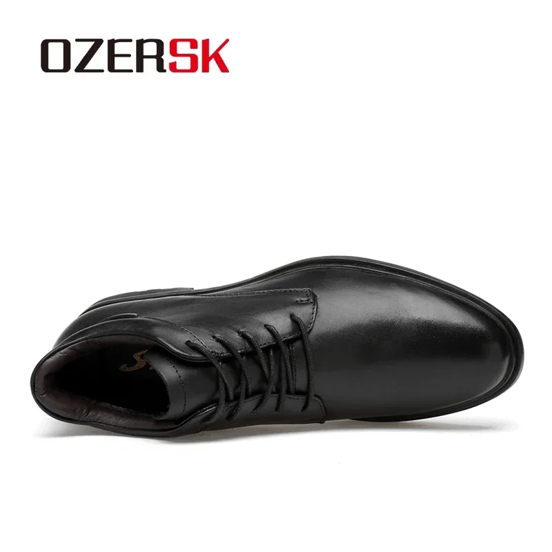 OZERSK Autumn Winter Hot Sale Genuine Leather Men Boots High Top Ankle Boots Male Footwear Snow Boots Casual Shoes