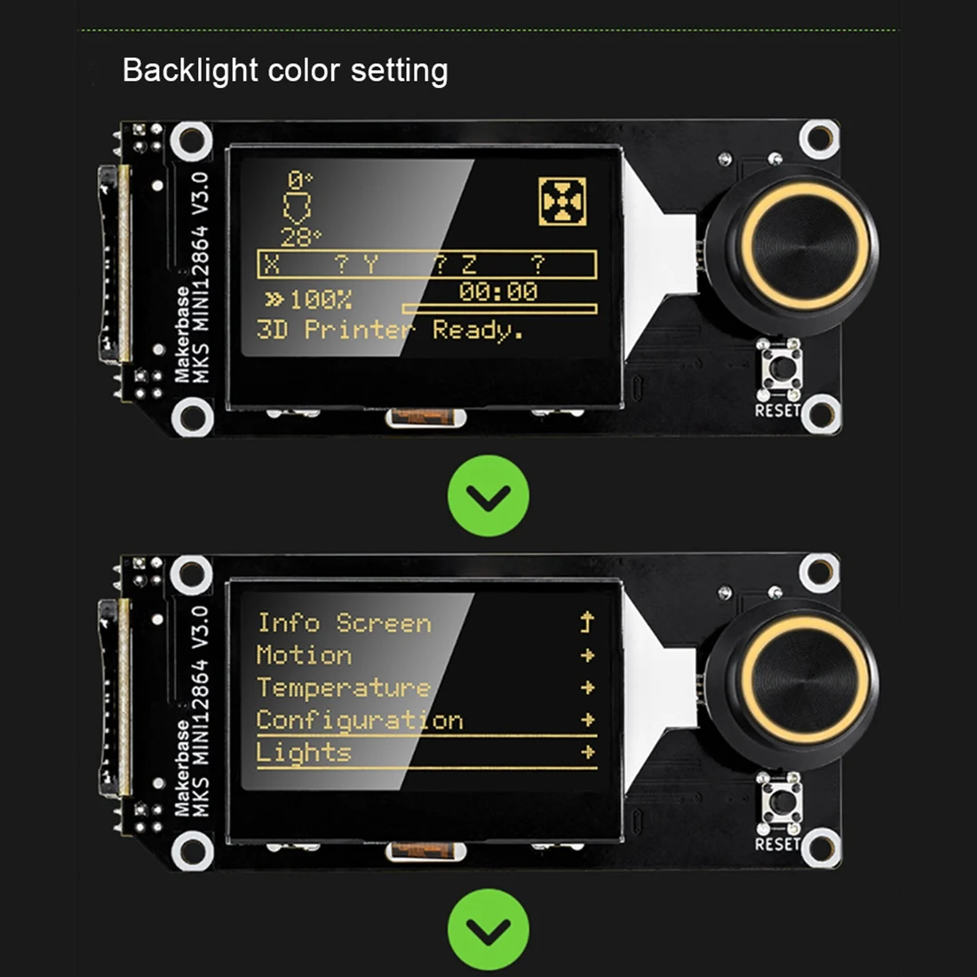 N89R MKS Mini12864 V3 Wkładka karty SD Boczny ekran LCD Inteligentny wyświetlacz Części do drukarek 3D MKS Robin Nano V2/3 GenL Mini 12864