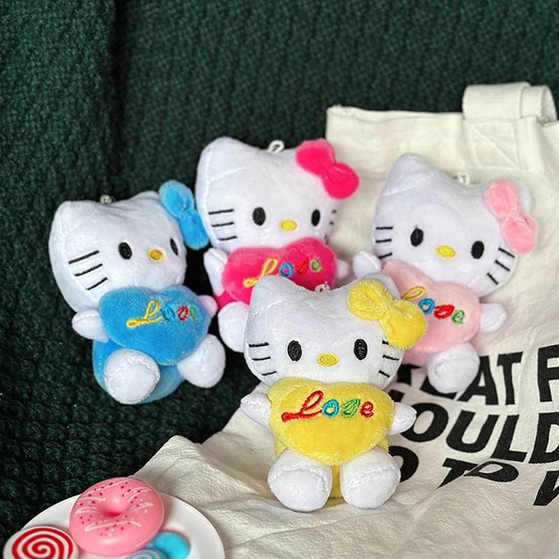 Sanrio Lovely Hello Kitty Plush Keychain Kawaii Anime Kt Backpack Pendant Soft Stuffed Cartoon peluche Stuffed Doll Gift For Kid