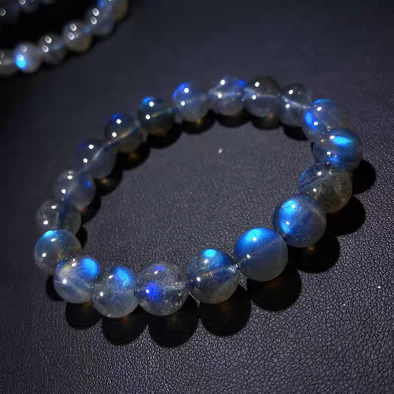 

Браслет из натурального голубого лабрадорита, 12 мм, прозрачные круглые бусины, для женщин и мужчин, серый лунный камень AAAAA