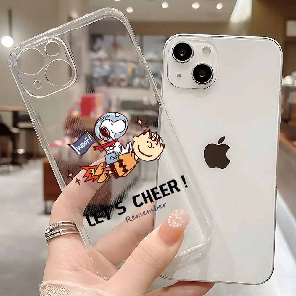 Big Head S-Snoopy Cartoon Phone Case for iphone 15 11 Pro Max 12 Mini 13 14 Xr Xs 6 6s 8 7 Plus luxury transparent Soft Cover