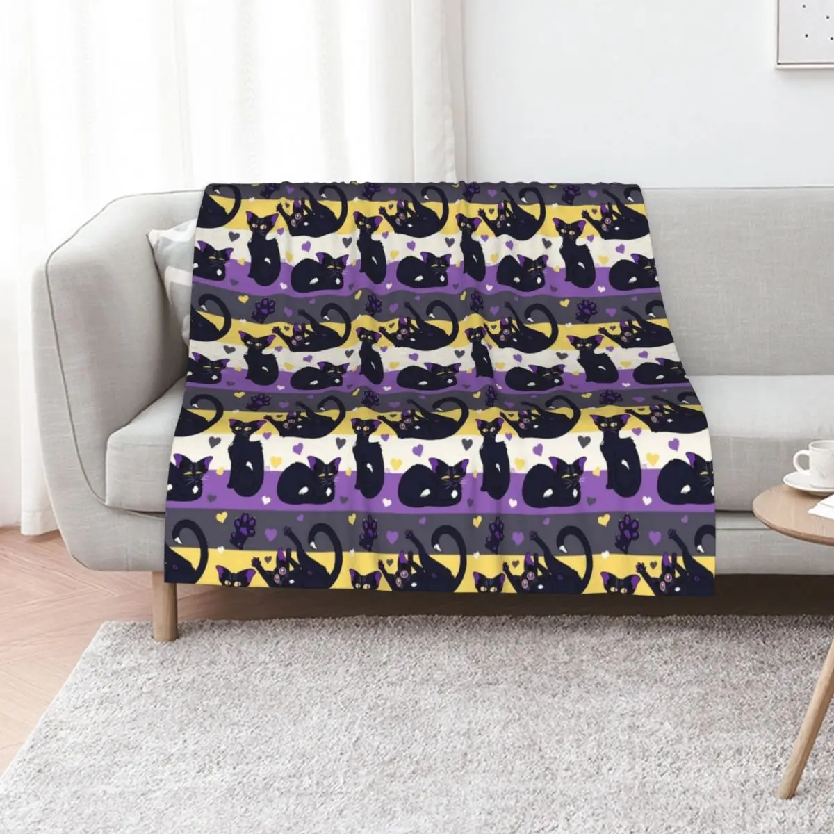 

Queer Kitties - Non Binary Throw Blanket Decorative Throw Cute Sofa Throw decorative Blankets