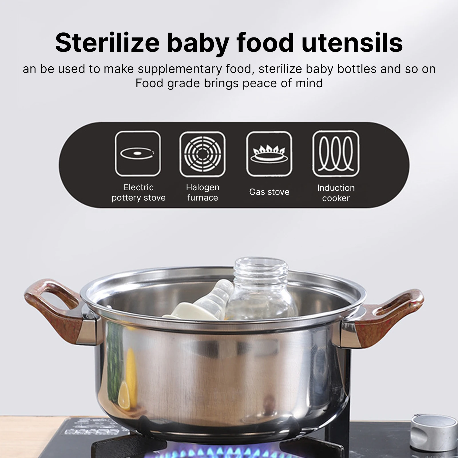 12 قطعة طقم أواني ومقالي للطهي مع غلاية 3 لتر غير لاصقة للمطبخ من الفولاذ المقاوم للصدأ طقم تحريض مع أغطية غسالة أطباق محمولة #4