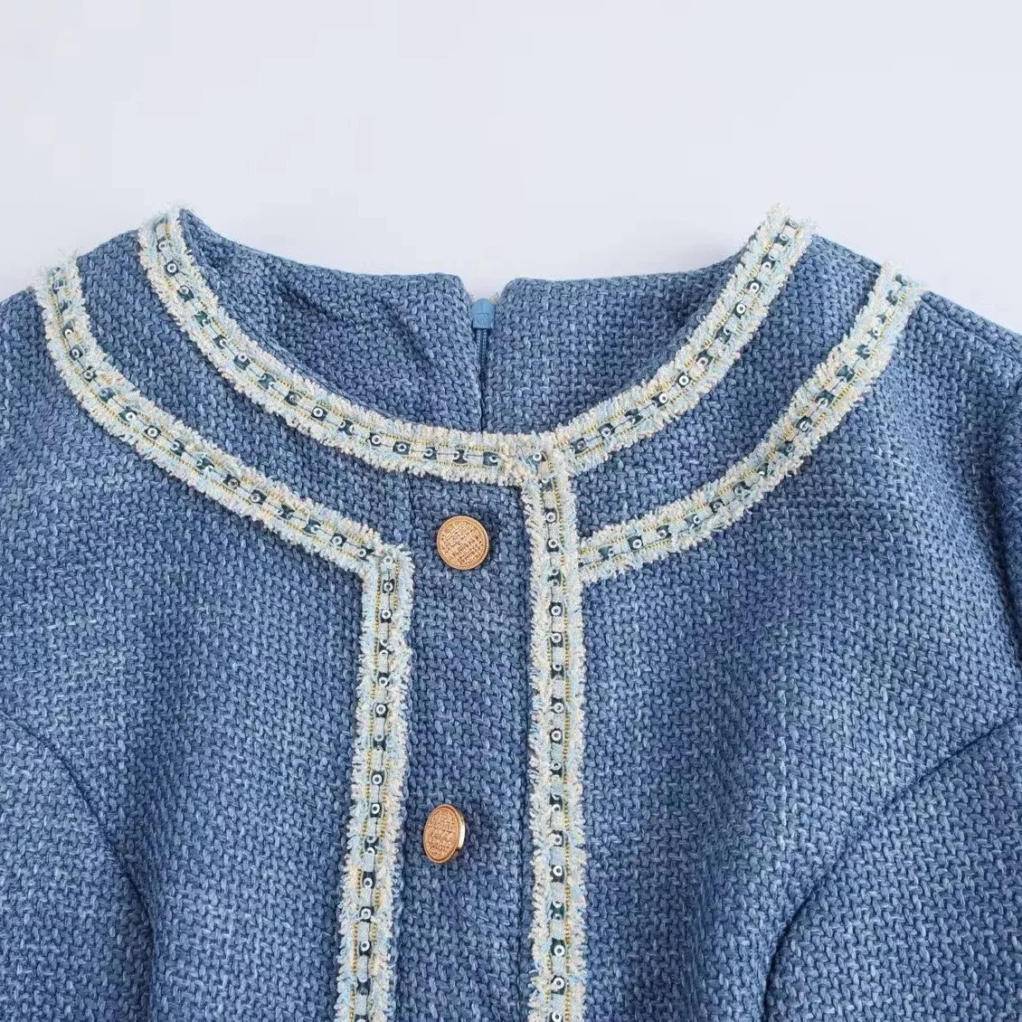 Vestido de Manga Larga para Mujer JNLEAOG, Estilo Otoñal, Tejido ueso, Diseño de Cuello Redondo Pado, Fibra de Poliéster