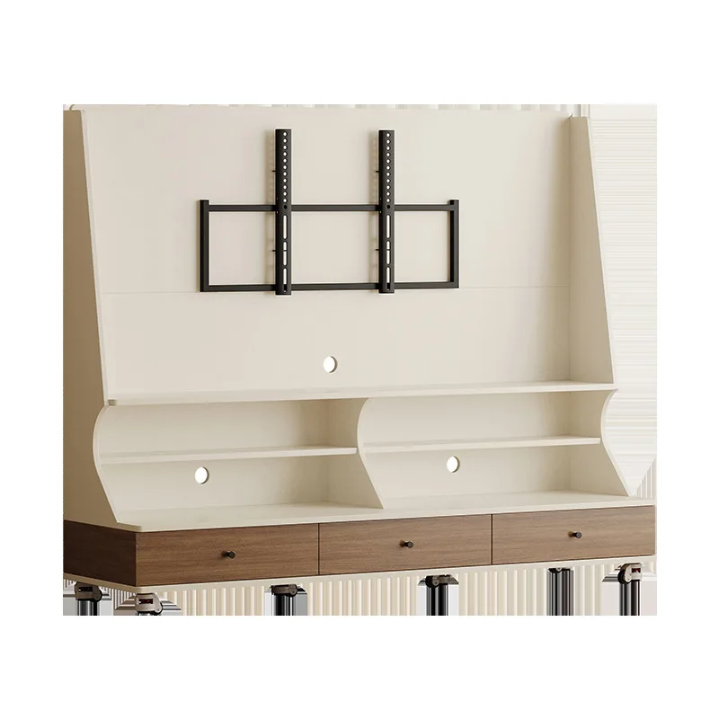 

Movable TV Cabinet Living Room Household Solid Wood Small Apartment Modern Simple Floor Storage Locker TV Stand