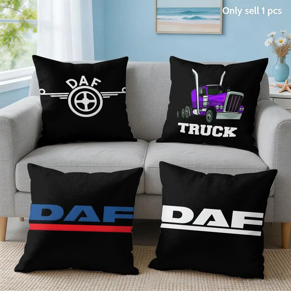D-DAF Truck Logo Cushion Cover Soft Short Plush Throw Pillow Cover Hidden Zipper Cutecore Sofa Bedroom Home Decor
