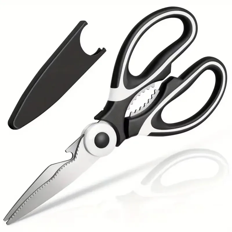 Heavy Duty Stainless Steel Kitchen Scissors Multifunctional for Cutting Bones Vegetables Opening Bottles Cracking Nuts