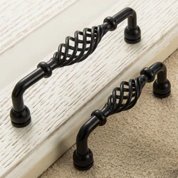 Classical Furniture Handles Birdcage Cabinet Pulls Iron Black Wardrobe Door Knobs Decoration Handles