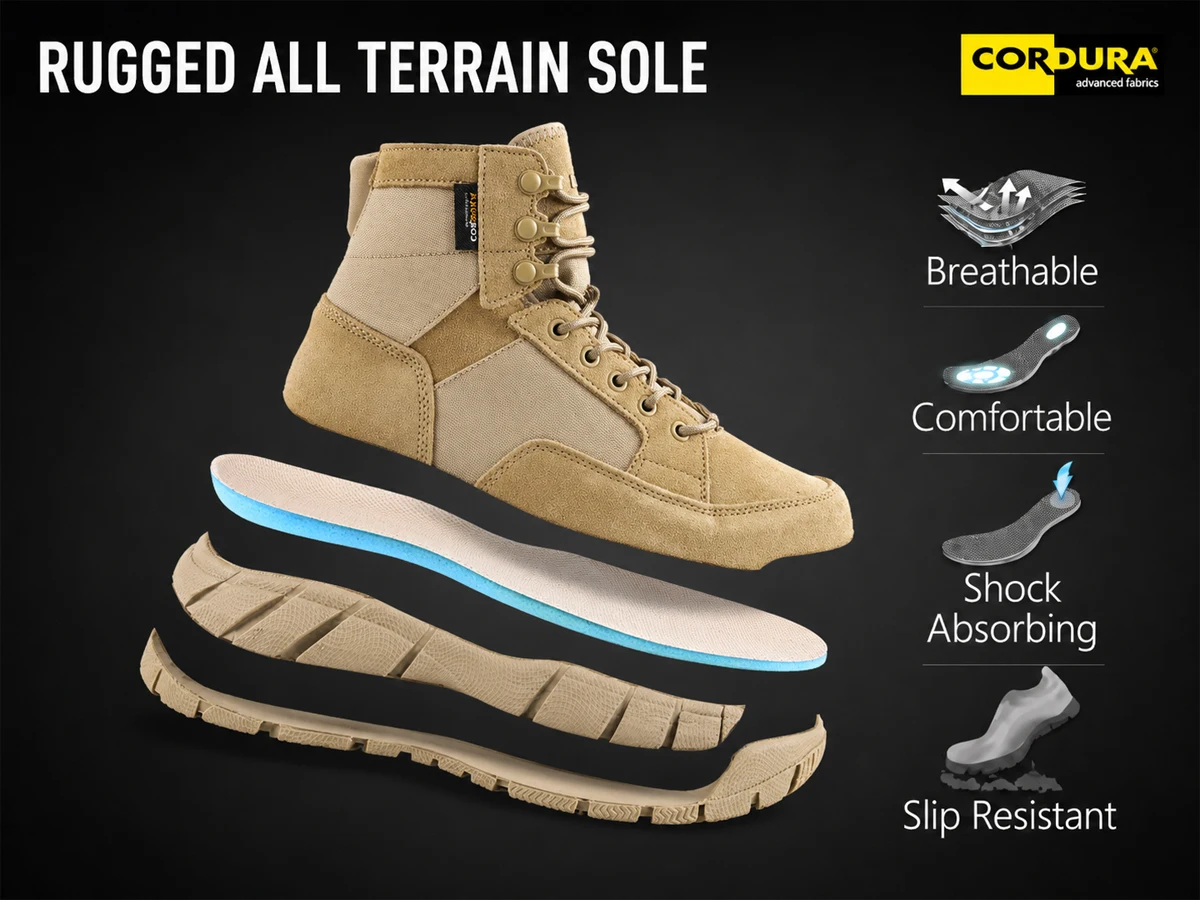 ANTARCTICA Leichte, taktische Militärstiefel für Herren zum Wandern, Arbeitsstiefel, Kampfstiefel, Anti-Kollisions-Trainingsstiefel, zum Schnüren, wasserdicht, für den Außenbereich – Detail 6