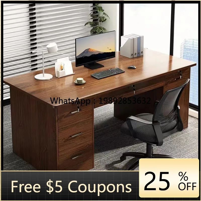 LYY Office Desk Home Use Lockable Computer Desk Simple Desktop Work  with Drawer Staff Dand Chair Set