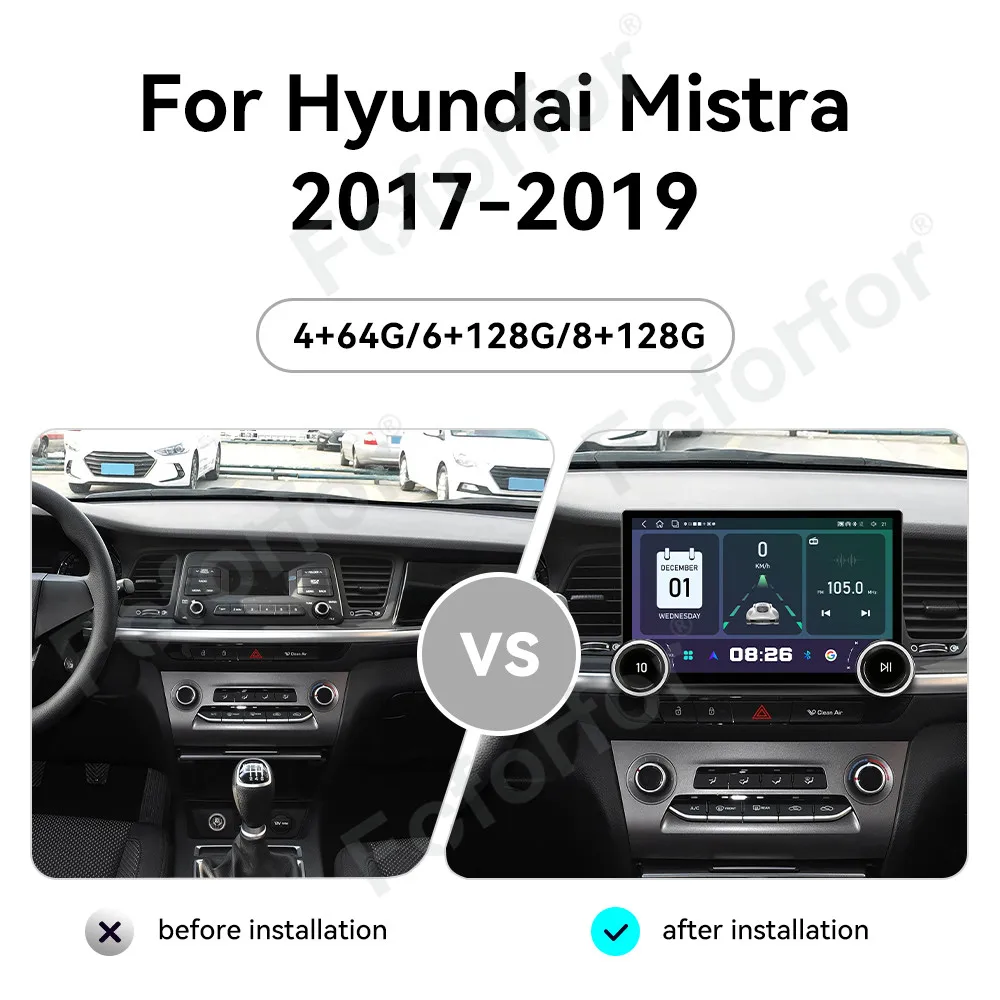 High Performance 11.5 Inch Android 15 Full HD Touch GPS Navi Car Radio Wireless CarPlay Head Unit For Hyundai Mistra 2017-2019