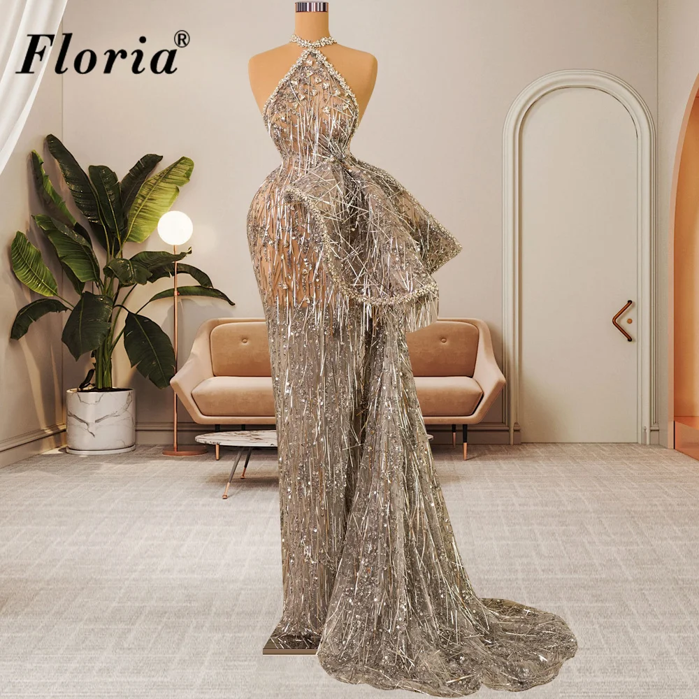 2024 Modest Evening Dresses Mermaid Vintage Halter Celebrity Dresses Special Film Opening Ceremony Dresses Vestidos De Gala