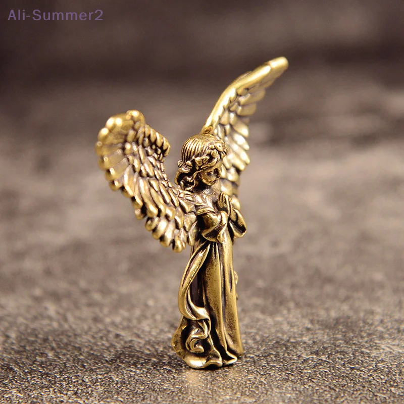 خمر النحاس المباركة الحارس الملاك التماثيل المنمنمات سطح المكتب الحلي جميل تمثال صغير ديكور المنزل الحرف
