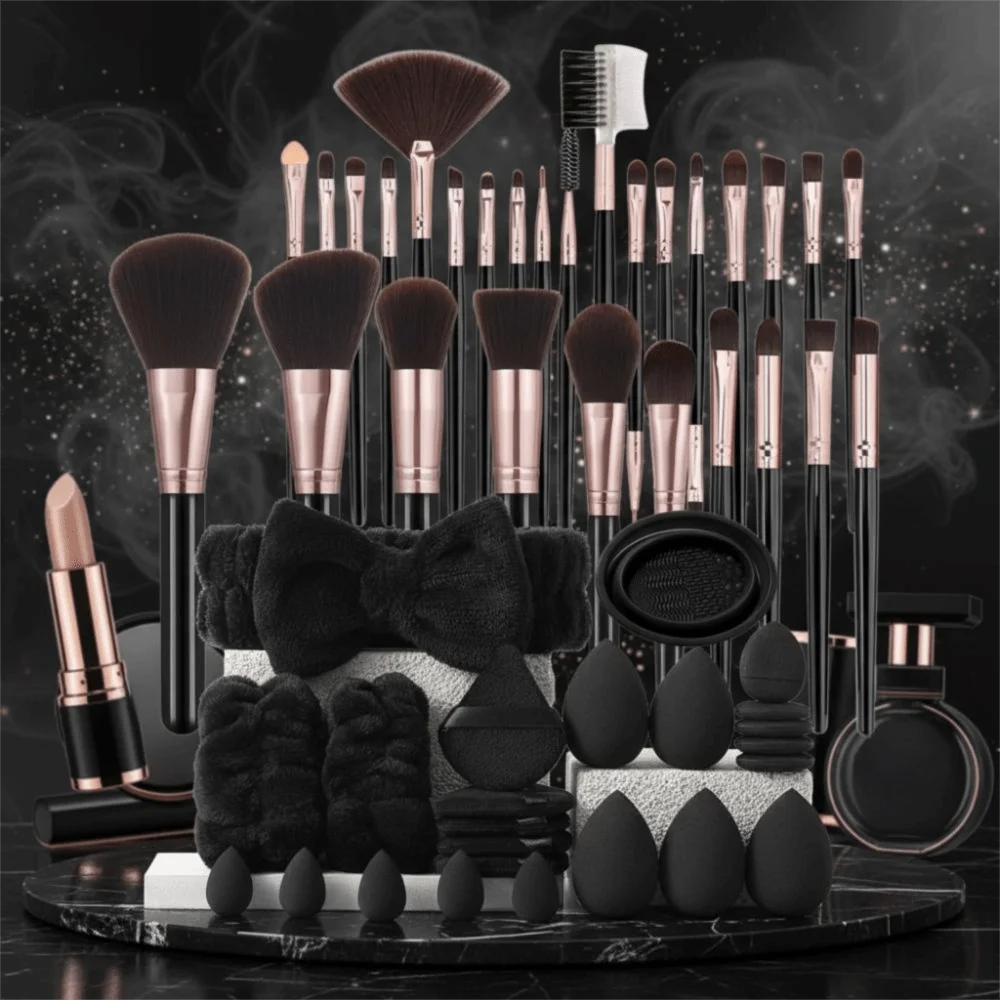 39 pçs pó puff pincéis de maquiagem conjunto portátil ferramenta de beleza kit de ferramentas cosméticas fundação escova mistura pincéis conjunto de ferramentas de maquiagem