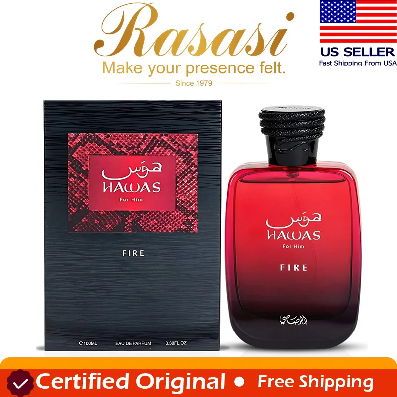 

RASASI Hawas Fire Eau De Parfum Spray 100 мл (3,4 унции) - Насыщенный, стойкий арабский парфюм для мужчин с огненной эссенцией