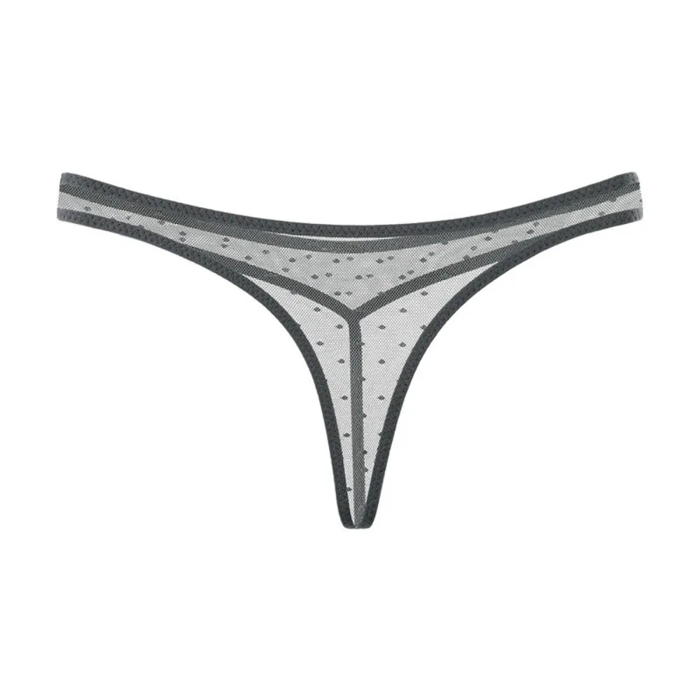 Lingerie Seamless Women Transparent Thongs Underwear Low Waist T-back Briefs Thin Belt Dots Mesh T Panties Everyday Wear