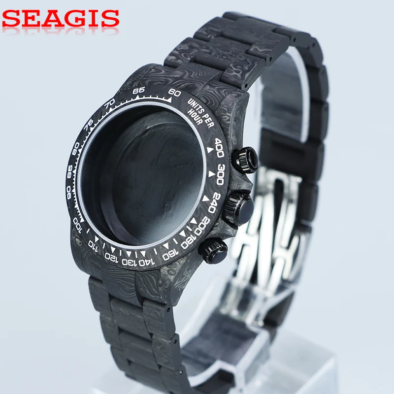 

SEAGIS VK63 Movement carbon fiber case 38mm yellow Text carbon fiber bezel, sapphire crystal, 3ATM