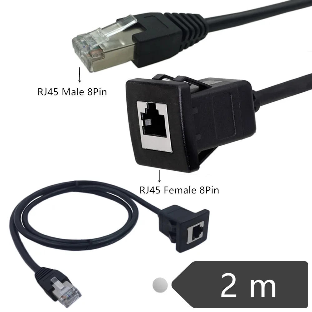 RJ45 Male to Female LAN Ethernet Network Cat 5e Panel Mount Cable ,Ready Made Faceplate Module CAT5e Super Speed Panel Mount