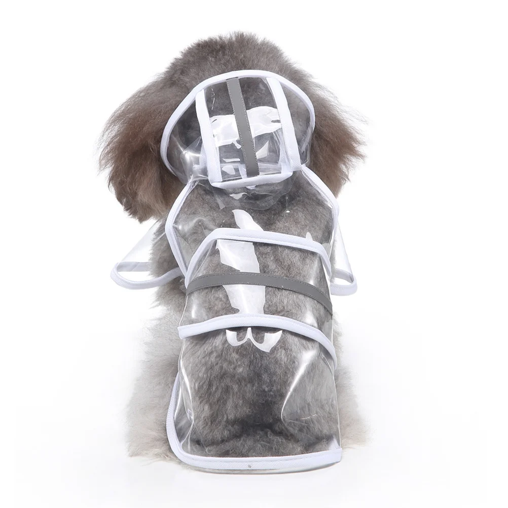 

Pet Dog Rain Coat Hood Reflective Waterproof Adjustable Strips For Small Medium Large Dogs Outdoor Travel White Size L