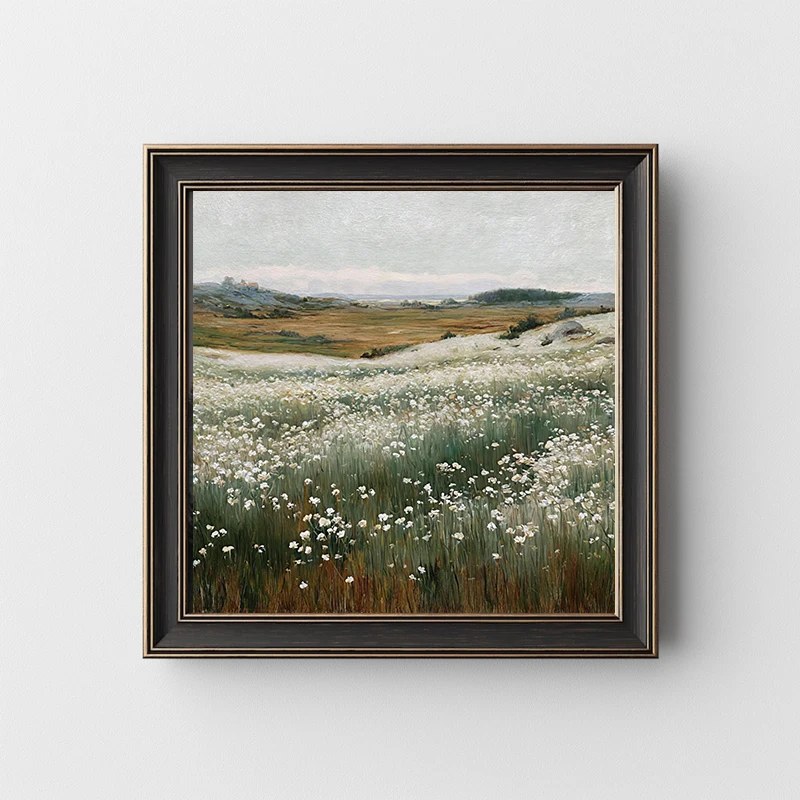 Abstract Flowers Poster White Poppies Wildflowers Field Canvas Painting Print Wall Picture for Living Room Home Decor Cuadros