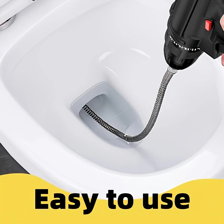 5 Pieces of 39.37 inch Long Flexible Drainage Tools - Multi-Purpose Sink and Toilet Drainage Tools with Drill Bit Connectors, Hair and Waste Removal Experts, Bathroom and Kitchen Drainage Cleaners, Easy to Use, Durable, Space Saving Design