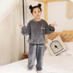 Autunno Inverno Bambini Pigiama Set Flanella In Pile Bambino Indumenti Da Notte 2 Pz Set Caldo Casa Abiti Pigiama Del Bambino Vestiti Per Bambini pigiama