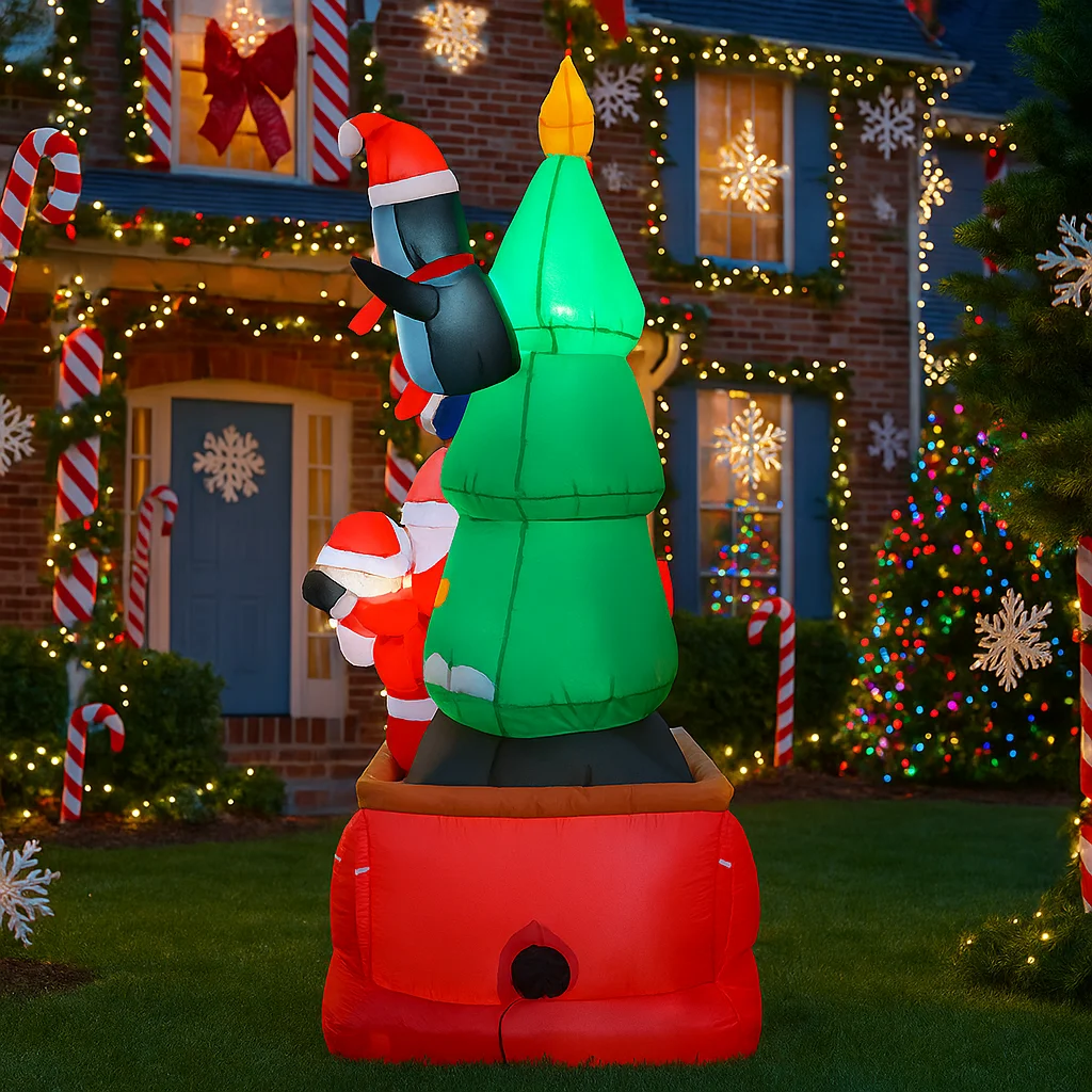 6.8FT Kerstversiering Opblaasbare Kerstman Auto Pinguïn Kerstboom Speelgoed Huis Tuin Ornamenten Met LED Decor Kerstmis