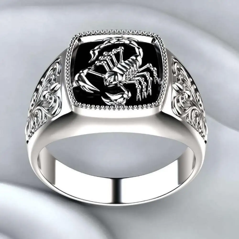 Jewelry Gift Alloy Ring Fashion Men Scorpion Engraved Wide Finger Birthday Club Party image 4