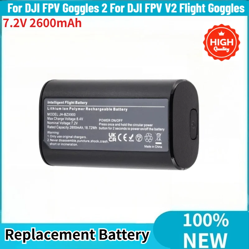 100% New 7.2V 2600mAh For DJI FPV Goggles 2 for DJI FPV V2 Flight Goggles High Quality Replacement Battery