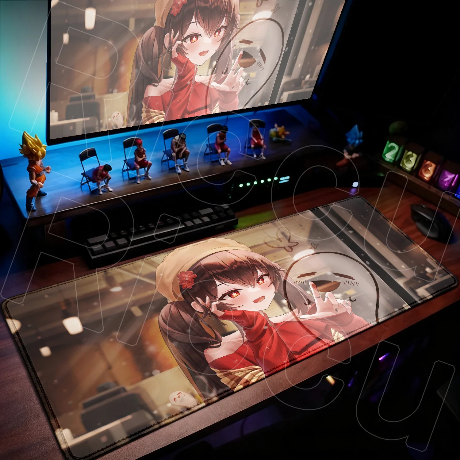 

Kawaii Hu Tao Girls Non-slip Rubber Mouse Pad Genshin Impact Keyboard Mat Office accessories Suitable for office work and gaming