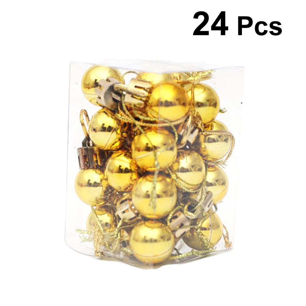 

24 Pcs Outdoor Christmas Decorations Ball Hanging Pendant for Accessories Tree Golden