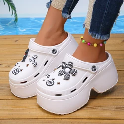 Women's White Wedge Heel Sandals Summer 2025 Fashion Chunky Platform Clogs Woman Thick Bottom Non Slip Beach Slippers eva Slides
