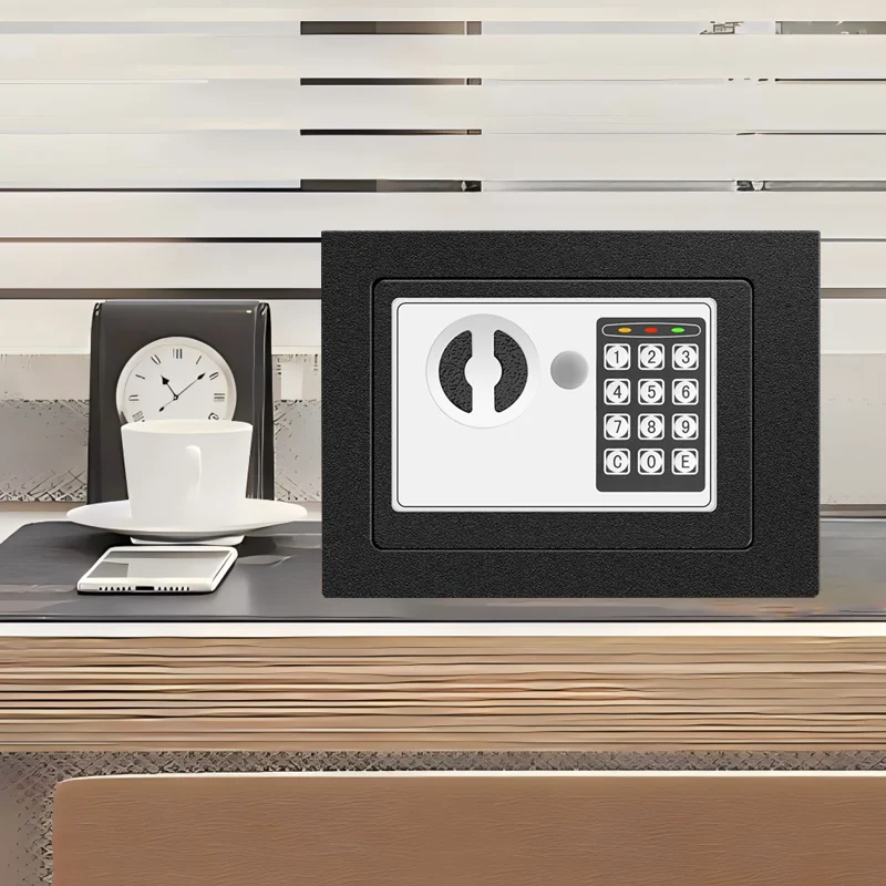 

Compact Digital Safe with Keyboard Lock - Easy Peel-Open Design, Ideal for Home Office, Coins, Documents & Cash Storage